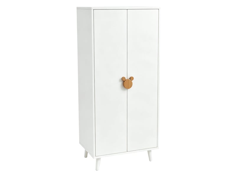  Armoire 2 portes blanche 140 × 55 × 170 cm, rangement avec penderie et 2 tiroirs pour chambre enfant  - Conforama D