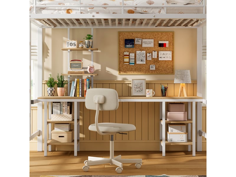  Lit superposé en fer et mdf blanc 90x200 cm  - Conforama B