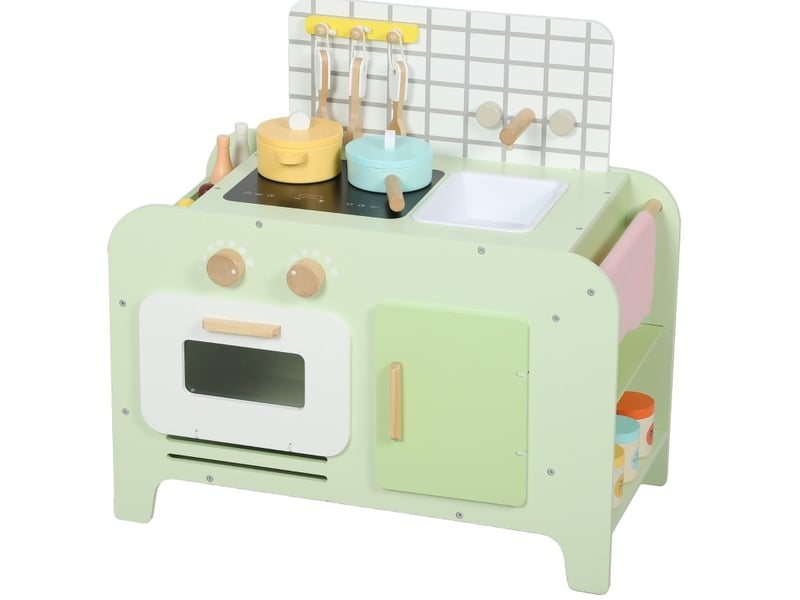 Cuisine jouet enfant 60x31,6x58 cm – verte – 15 accessoires, évier et rangements intégrés dès 3 ans - Conforama A