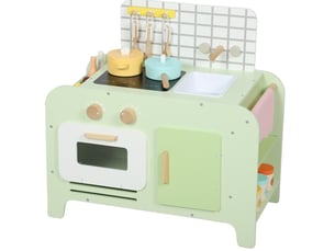 Cuisine jouet enfant 60x31,6x58 cm – verte – 15 accessoires, évier et rangements intégrés dès 3 ans