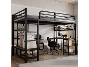 Lit mezzanine 120x200 cm <strong>NAHILIMI</strong>  <strong></strong> coloris noir