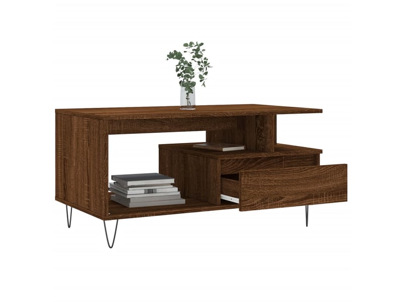  Table basse | table de salon chêne marron 90x49x45 cm bois d'ingénierie  - Conforama D