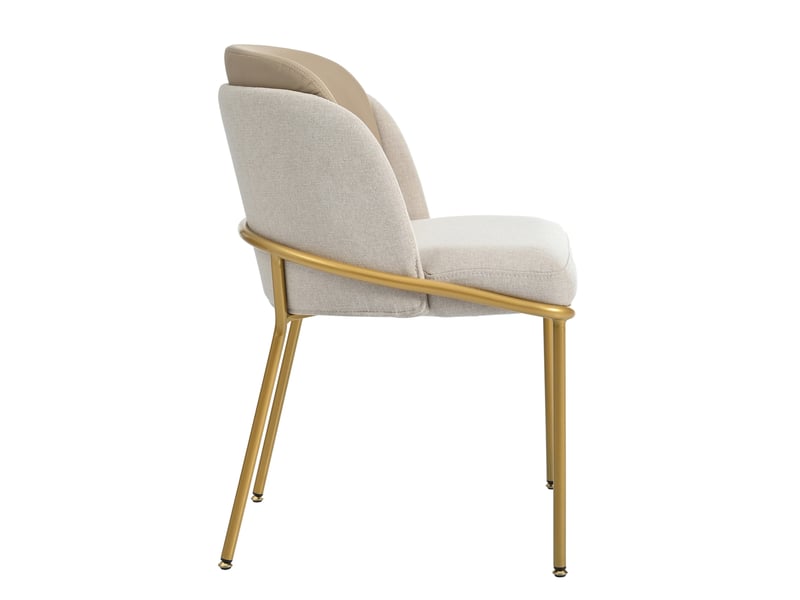 Lot de 4 chaises modernes, pvc et métal, pieds réglables, beige+kaki, usage salon espace ouvert salle à manger - Conforama E