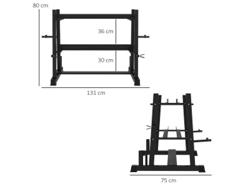  Support d'haltères 3 niveaux en acier noir, 200 kg, pour haltères, kettlebells, disques et barres, 131 x 75 x 80 cm  - Conforama C