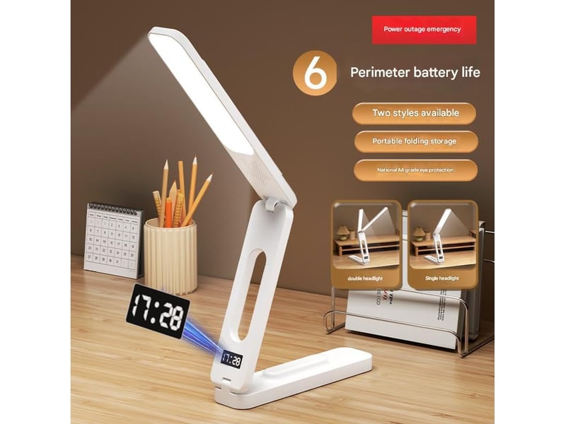  Lampe de bureau led avec horloge connectée, pliable – 3 températures de couleur, commande tactile-monotête-version enfichable  - Conforama B