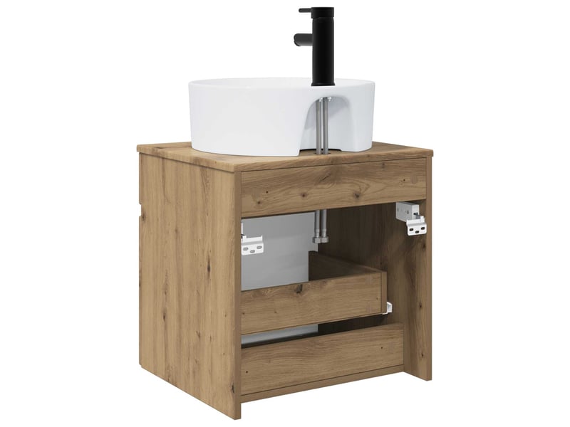  Meuble de lavabo mural, rangement salle de bain chêne artisanal 49x44.5x65 cm  - Conforama D