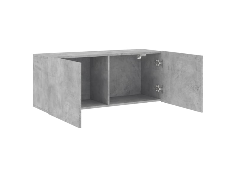  Meuble tv - banc tv - meuble de rangement mural gris béton 100x30x41 cm  - Conforama E
