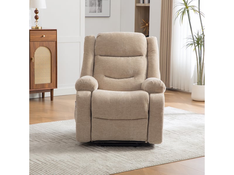  Fauteuil inclinable électrique multifonctionnel 93x103x104cm- avec assistance au maintien en hauteur, massage par vibrations - chenille - marron  - Conforama D