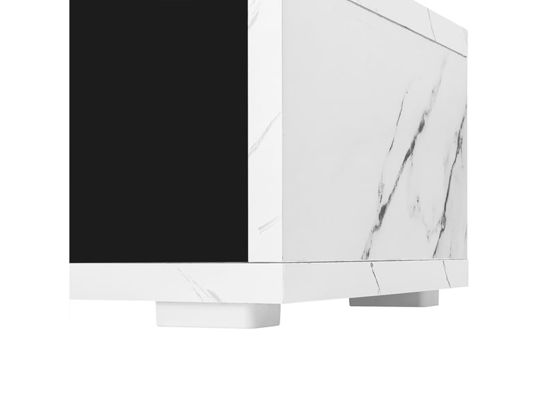  Meuble tv extensible 140-260 cm pivotant effet marbre blanc et noir  - Conforama D