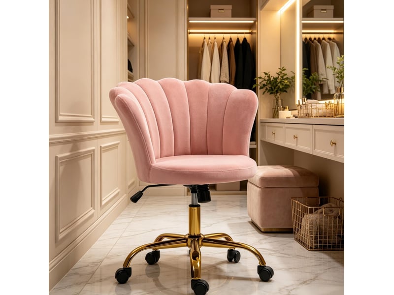 Chaise de bureau en velours rose, hauteur réglable evryae - Conforama B