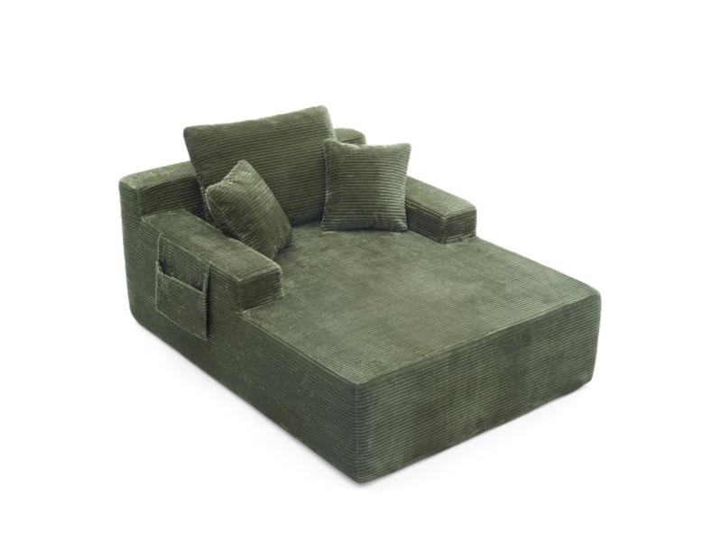  Canapé velours côtelé sans montage – coussins moelleux, poches latérales pour télécommandes et téléphones, design  - Conforama A