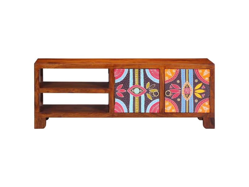 Meuble tv - banc tv - meuble de rangement multicolore 110x30x40 bois d'acacia massif  - Conforama E