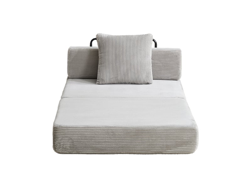  Canapé convertible, canapé-lit, 1 place, en velours tricoté, gris clair, pour salon, mobilier pour espace de vie, chambre  - Conforama B
