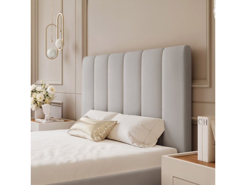  Structure de lit avena - 140x200 cm - avec coffre - tissu doux élégant - gris clair AVENA - Conforama D