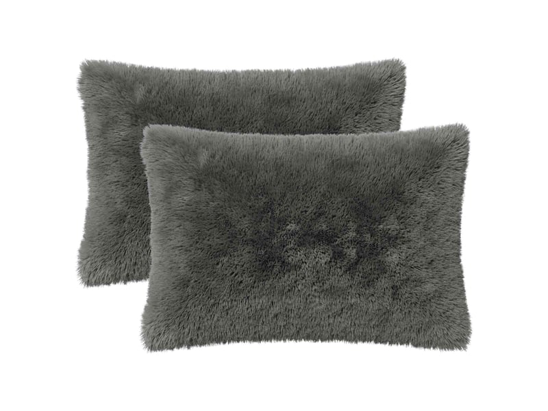  Lot de 2 coussins avec oreiller, coussins décoratifs heerlen vert clair fleece pv cf50610  - Conforama A