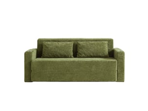 Canapé-lit convertible 2 places 153x77x65 cm avec fonction usb et porte-gobelets vert sans matelas