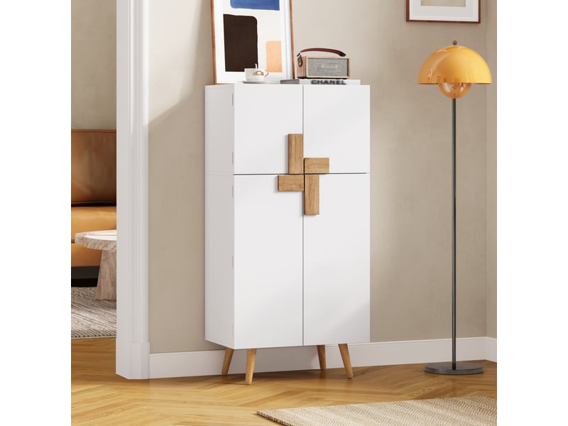  Colonne de cuisine avec 4 portes, étagères réglables et rangements de porte, pour cuisine, en mdf, 60×35×120 cm  - Conforama C