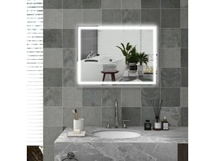 Miroir rectangulaire de salle de bain coloris gris <strong></strong> <strong>80x60x4cm</strong> - 80 cm x 60 cm