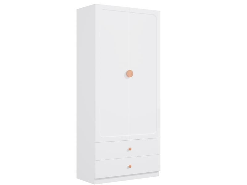  Armoire 2 portes avec penderie et 2 tiroirs 90x45x200 cm blanche  - Conforama A