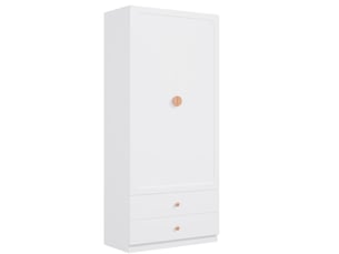 Armoire 2 portes avec penderie et 2 tiroirs 90x45x200 cm blanche