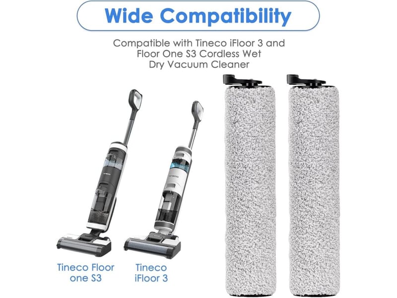  Lot de 2 brosses de rechange compatibles avec l'aspirateur-serpillère sans fil tineco ifloor 3floor one s3ifloor 2  - Conforama B