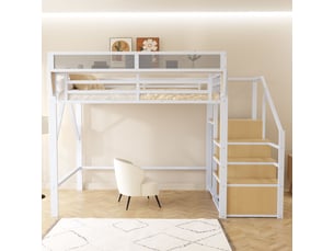 Lit mezzanine 140x200 cm <strong></strong> <strong></strong> coloris blanc