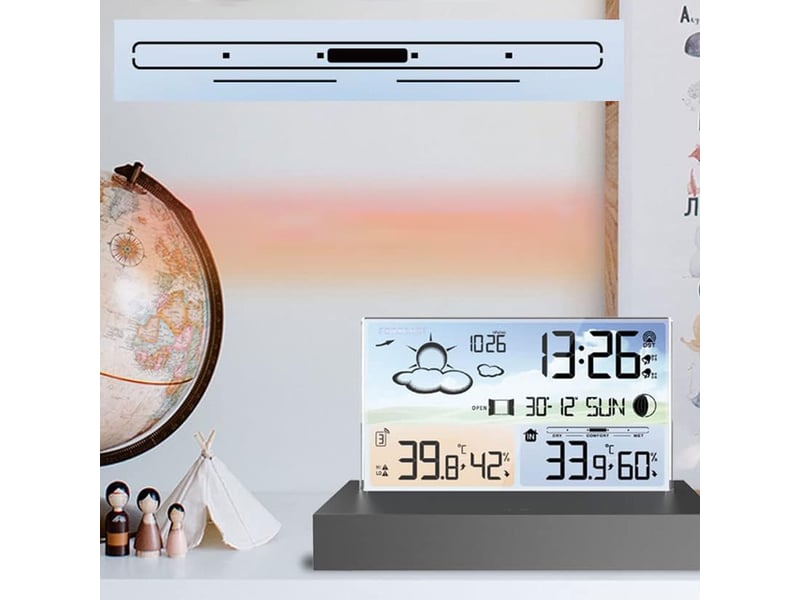  Station météo numérique avec prévisions météorologiques, thermomètre, hygromètre et réveil multifonction chicfurn  - Conforama B