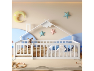 Lit simple 90x190 cm OKWISH coloris blanc