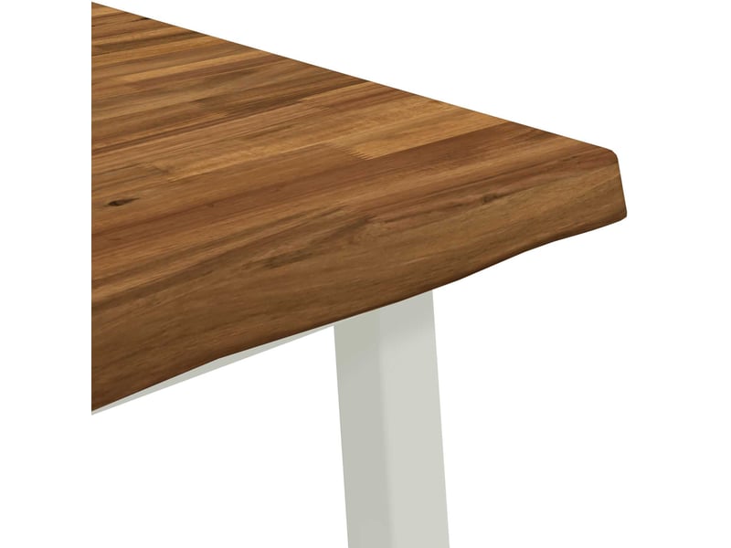 Table à manger 80x80x75 cm bois d'acacia massif naturel et blanc carré shl7072 - Conforama E