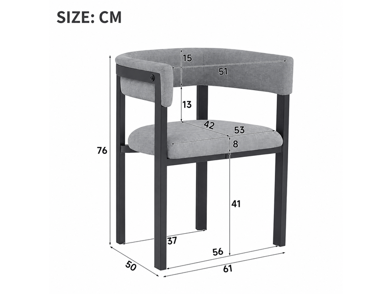  Lot de 2 chaises de salle à manger,61x50x76 cm,chenille,gris  - Conforama C