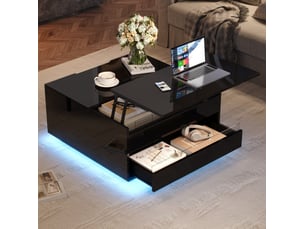 Table basse carré(e) coloris noir FLORAGRACE - 70 cmx70 cm