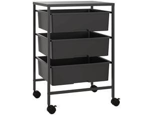 Table d'appoint à roulettes, 3 paniers de transport et de rangement, desserte de cuisine, 40,8 cm (l) x 33,5 cm (l) x 60,5 cm (h), noire