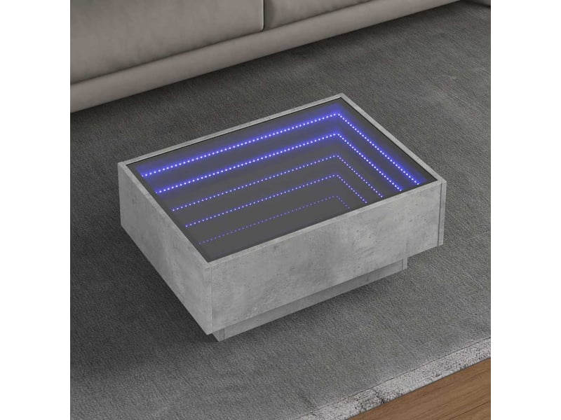 Table basse - table de salon - table à thé avec led gris béton 70x50x30 cm bois d'ingénierie - Conforama B