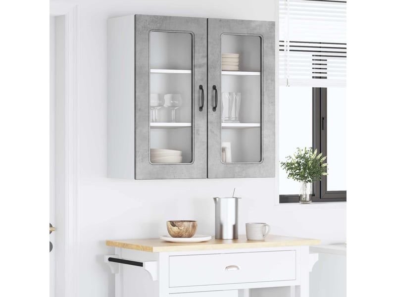  Meuble mural de cuisine | armoire de cuisine 2 pcs gris béton shl4950  - Conforama D
