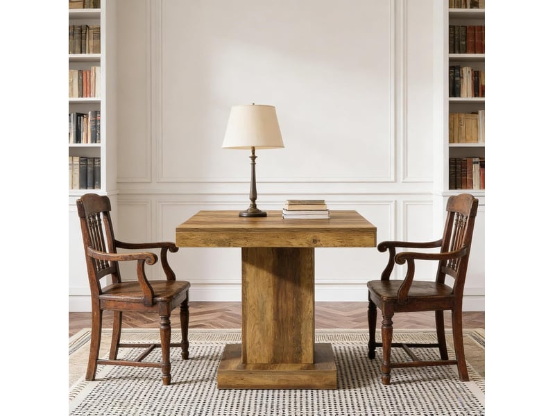  Table de salle à manger carrée pour 1 à 4 personnes, en mdf marron, style campagne moderne, pour cuisine et bureau  - Conforama D