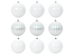 Ensemble de boules de noël xl 9 pcs blanc ø 15 cm plastique