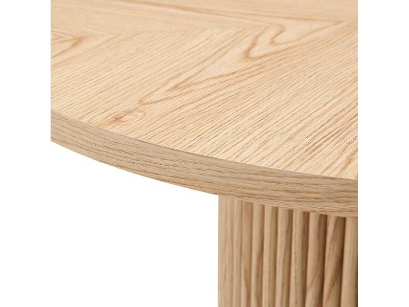  Table ronde, 100 cm, table repas table à manger, pratique, plateau mdf et bois, piètement métal, coloris bois naturel  - Conforama E