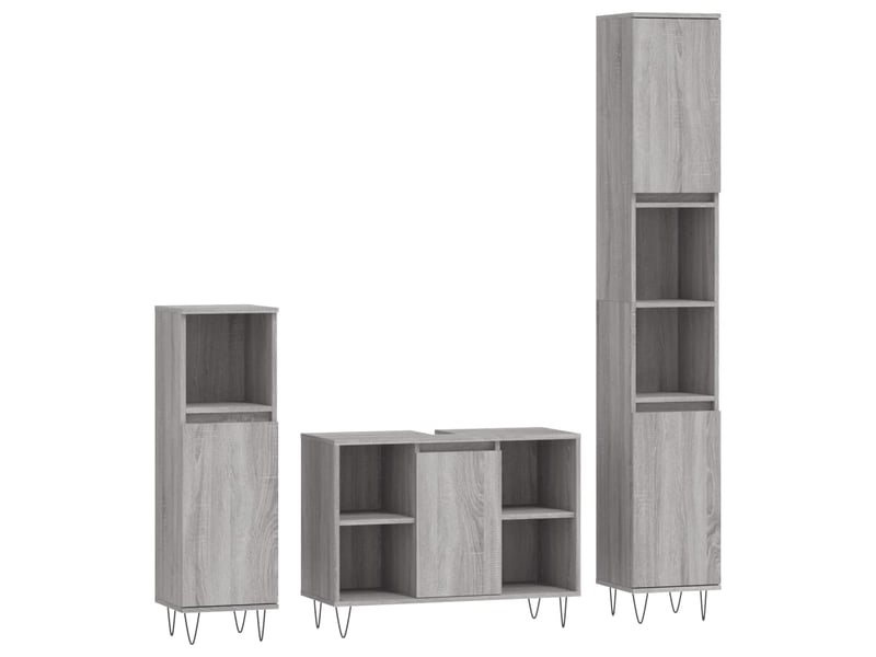  Ensemble de meubles de salle de bain 3 pcs sonoma gris cf63817  - Conforama A