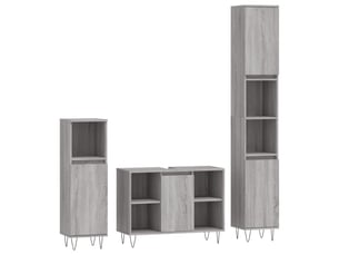 Ensemble de meubles de salle de bain 3 pcs sonoma gris cf63817