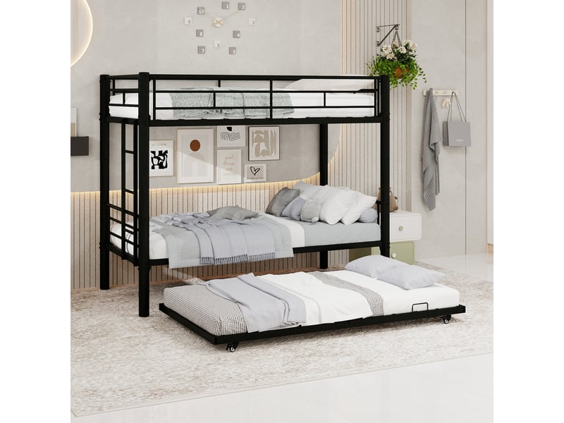 Lit superposé en fer noir 103x196 cm - Conforama B