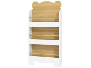 Bibliothèque enfant blanche en bois, 3 étagères, rangement jouets et livres, 55x15x110 cm
