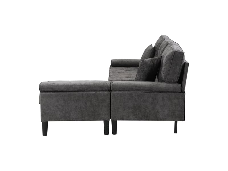 Canapé d'angle, canapé convertible, en chenille, repose-pieds, 195 cm, pour appartement, mobilier pour espace de vie, 3 places - Conforama B