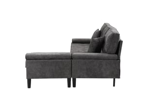 Canapé d'angle, transformable en lit, en tissu chenille, coloris gris antique, l195 x p149 x h86 cm, pour salon