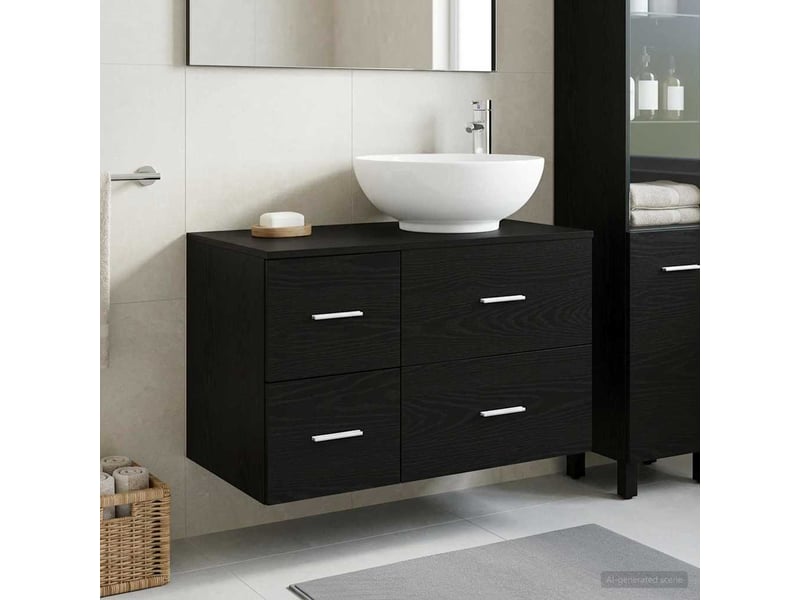  Ensemble de mobilier de salle de bain 2 pc chêne noir cf64110  - Conforama B