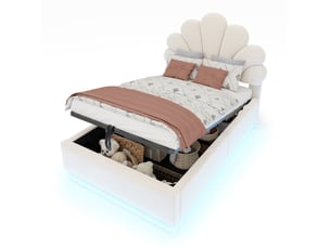 Lit coffre 90x200 cm <strong>MODENVIE</strong>  <strong></strong> coloris beige