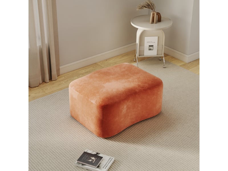 Ottoman velours - orange SF20250068008 - Conforama D