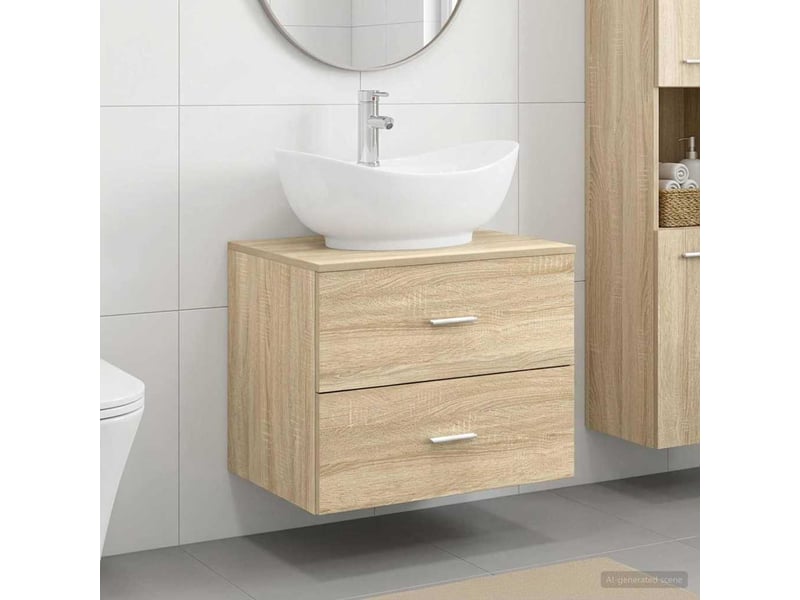  Ensemble de mobilier de salle de bain chêne sonoma cf64667  - Conforama B