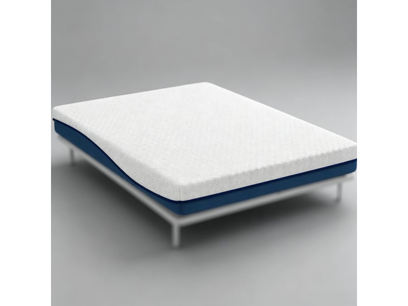  Matelas en mousse à mémoire de forme au thé vert, housse lavable, confort moyen blanc et bleu-vert 90 × 190 cm  - Conforama E