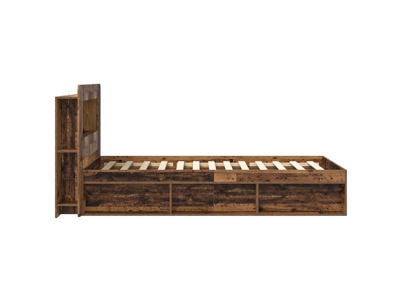 Lit simple- lit adulte - cadre de lit avec rangement bois ancien 100 x 200 cm - Conforama C