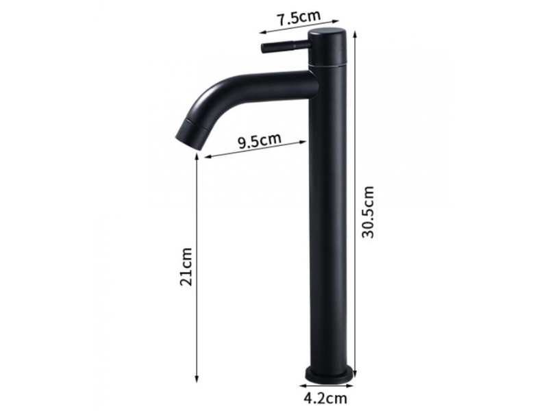  Noir，robinet de lavabo, robinet mitigeur lavabo haut de salle de bains avec bec haut, mitigeur avec raccordement eau froidechaud  - Conforama B